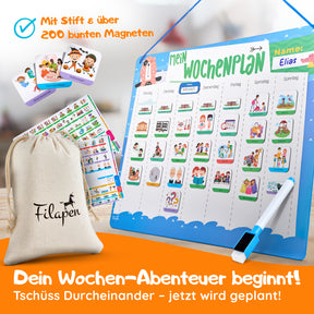 Filapen® Kinder Wochenplaner - Montessori Magnettafel inkl. 209 Magnete