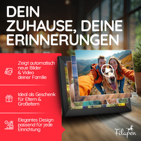 Filapen Digitaler Bilderrahmen – 10,1 zoll HD Touchscreen, WiFi, 32GB Speicher