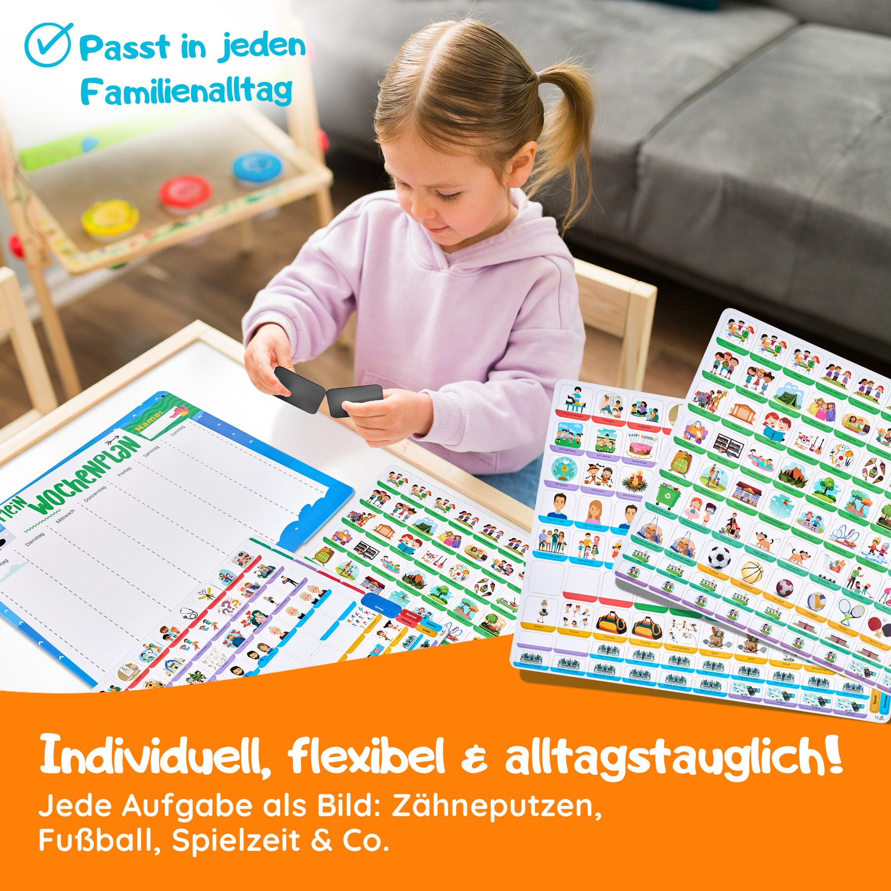 Filapen® Kinder Wochenplaner - Montessori Magnettafel inkl. 209 Magnete