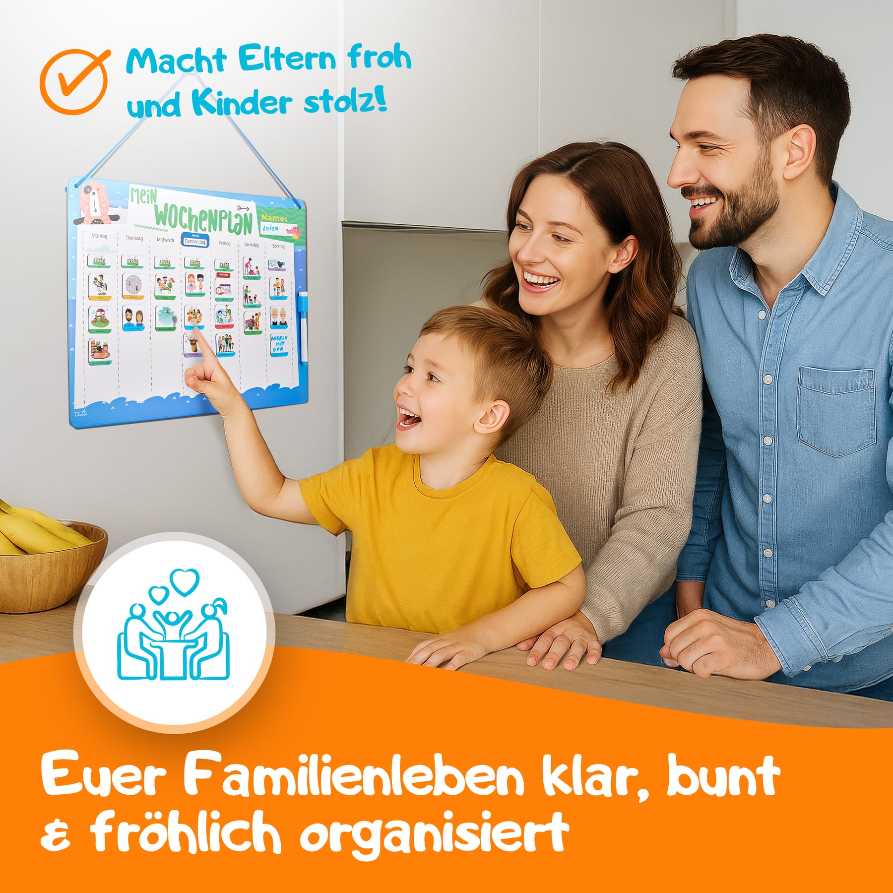 Filapen® Kinder Wochenplaner - Montessori Magnettafel inkl. 209 Magnete