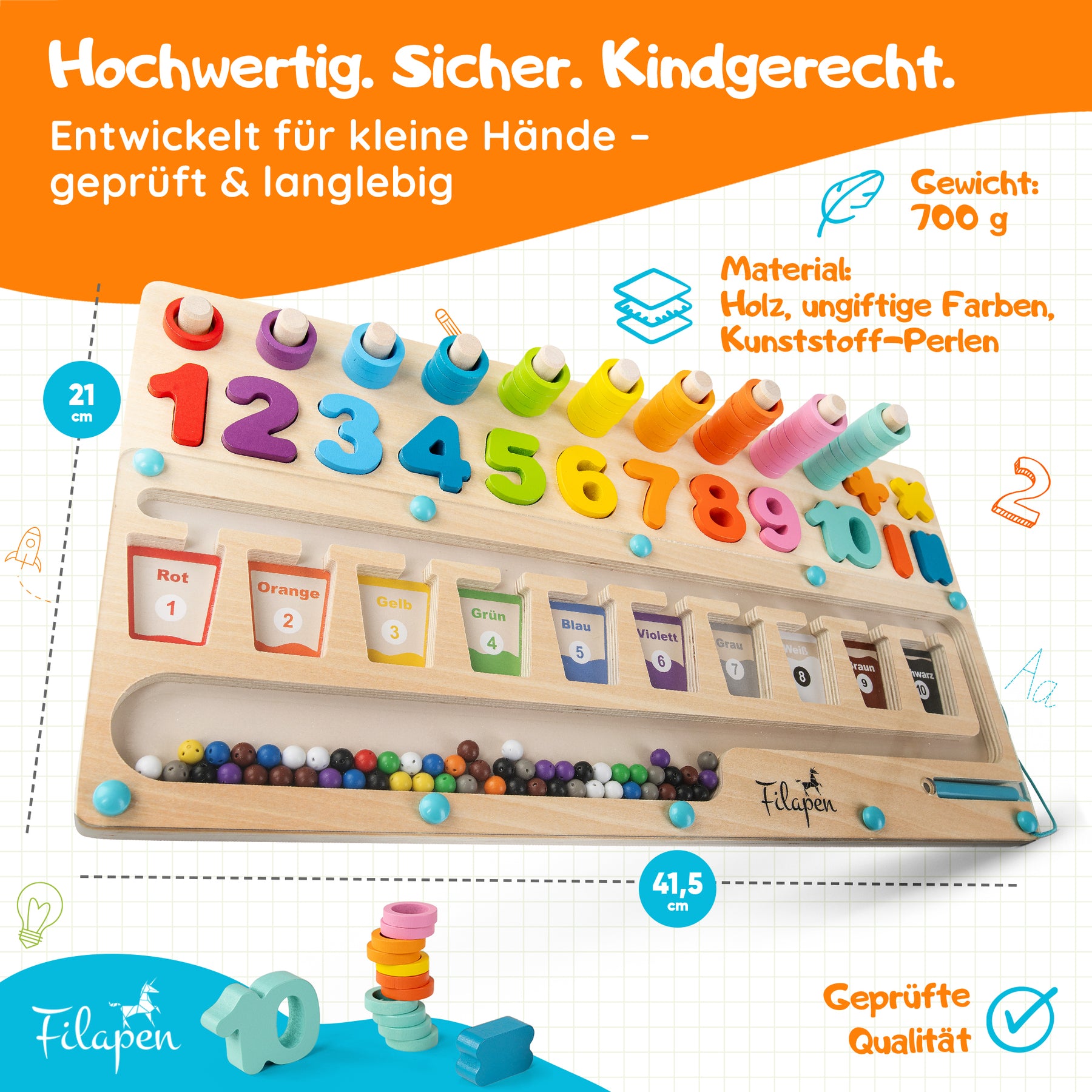 Filapen® Montessori Motorikspielzeug - Magnetspiel aus Holz