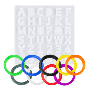 Filapen® Silikonform Alphabet und Zahlen inklusive 10 x 5m PCL-Filament
