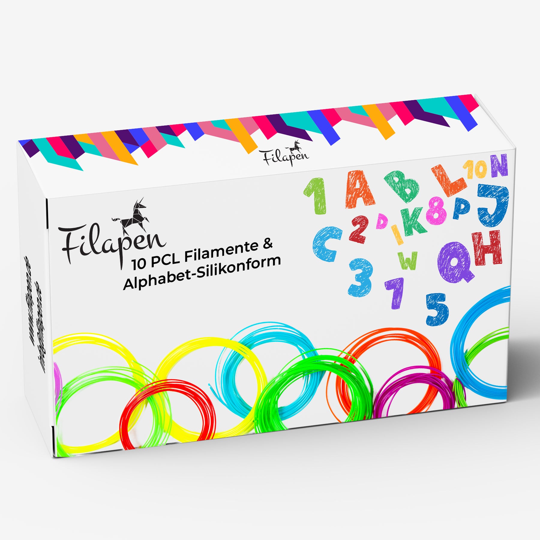Filapen® Silikonform Alphabet und Zahlen inklusive 10 x 5m PCL-Filament