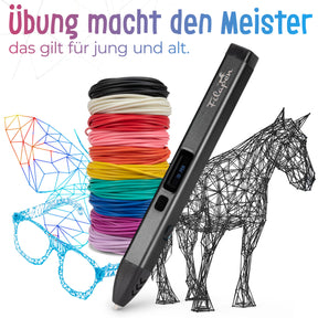 Filapen® Premium 3D Stift mit 10 Filamenten (Schwarz) - Filapen